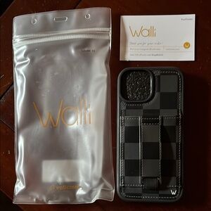 Wallis Black and Gray Checkered Phone Case- for iPhone 15